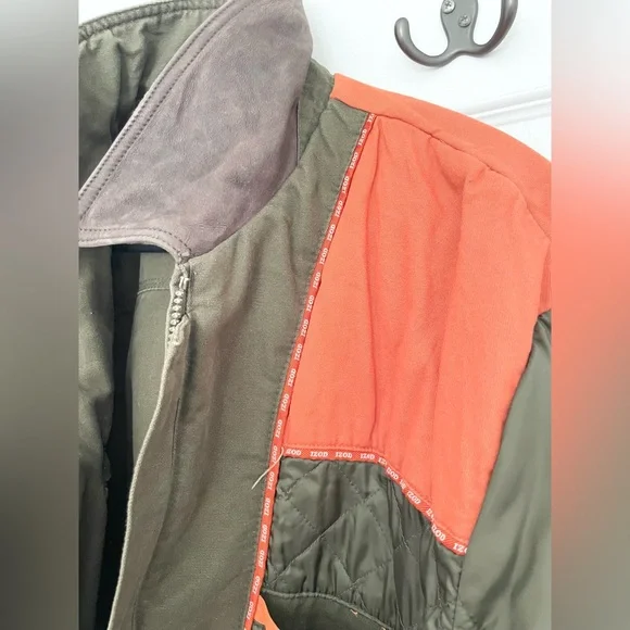 Men’s Izod cotton & leather jacket, olive green/ brown sz XXL (runs small) Jackets & Coats